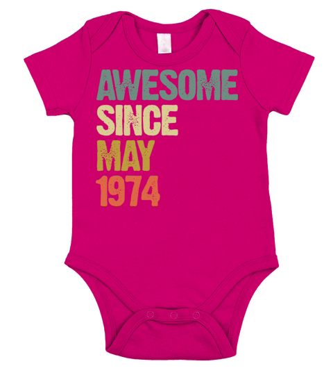 Awesome Since May 1974 Retro Vintage Gift Short Sleeve Baby One-Piece