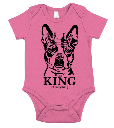 Boston Terrier King of Everything dog dad Short Sleeve Baby One-Piece