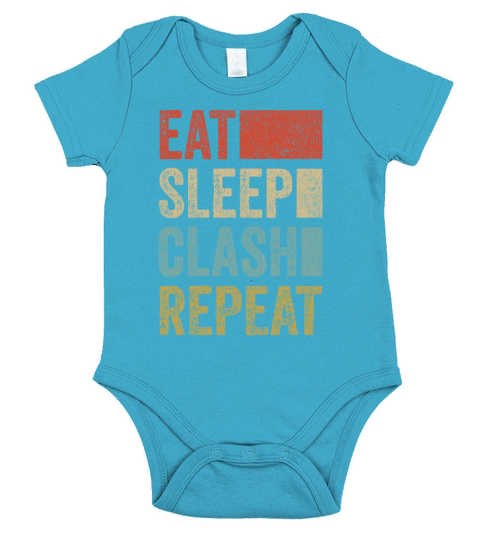 Eat Sleep Clash Repeat Vintage Gaming Clan Short Sleeve Baby One-Piece