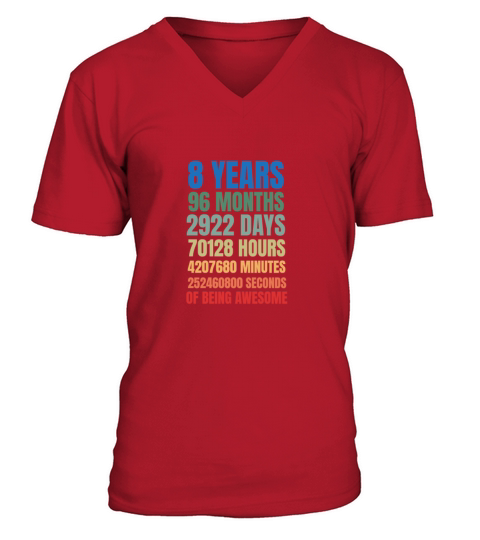 8 Years 96 months of being awesome V-Neck T-shirt