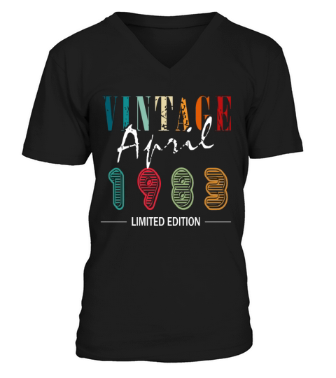 April 1983 vintage retro birthday V-Neck T-shirt