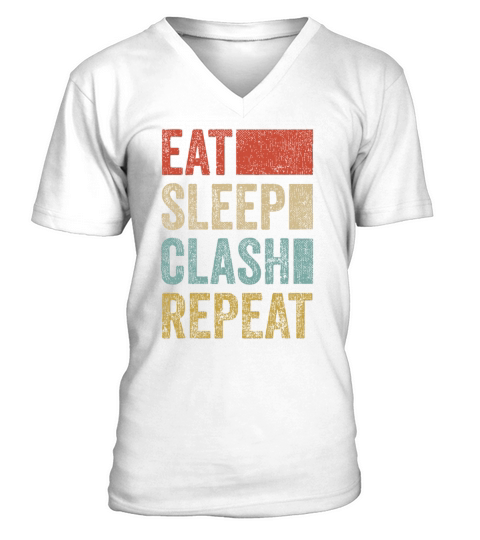 Eat Sleep Clash Repeat Vintage Gaming Clan V-Neck T-shirt