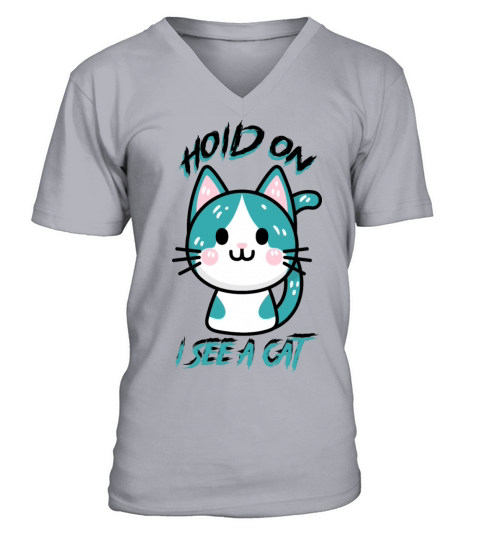 Hold On I See A Cat Vintage Cat Mom Kitten V-Neck T-shirt