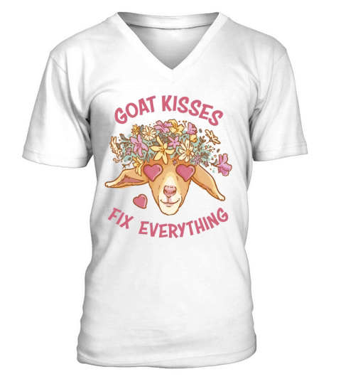 Spreading Love Laughter Goat Kisses Fix Everything V-Neck T-shirt