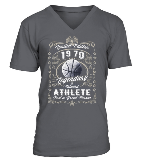 Vintage 1970 Basketball Birthday Gift Sport Hobby V-Neck T-shirt