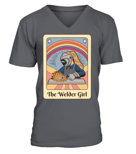 Vintage Welder Girl Tarot Art V-Neck T-shirt