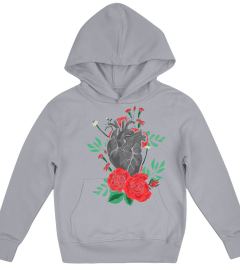 Anatomical Heart And Flowers Kids Hoodie