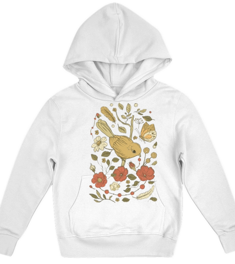Beige Brown Bird Vintage T-Shirt Kids Hoodie