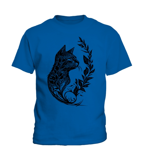 Cute Little Cat In Nature Tattoo Style Kids T-Shirt