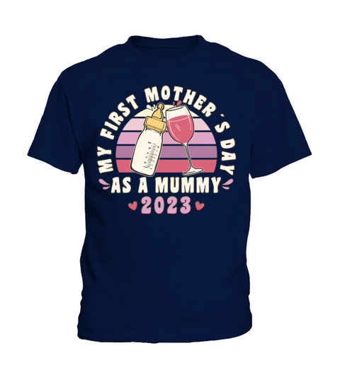 Mothers Day First Mothers Day 2023 Retro Vintage Kids T-Shirt