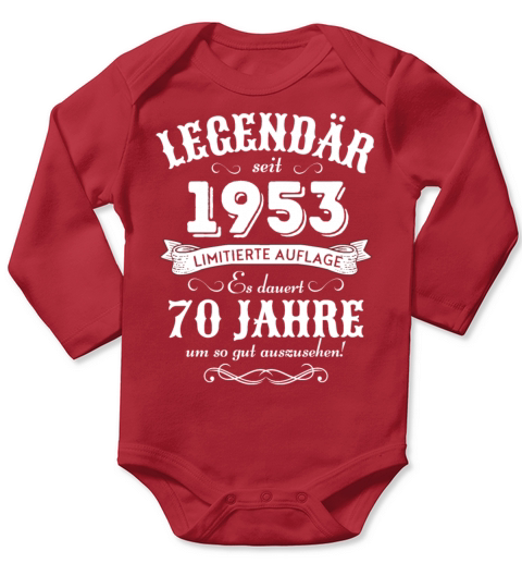 70th Birthday Vintage 1953 Long Sleeve Baby One-Piece