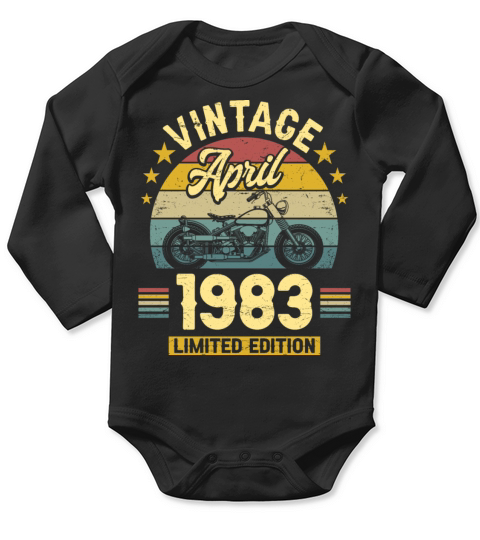 April 1983 40 Years Old Vintage 40th Birthday Long Sleeve Baby One-Piece