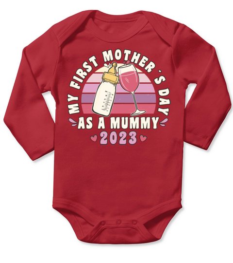 Mothers Day First Mothers Day 2023 Retro Vintage Long Sleeve Baby One-Piece
