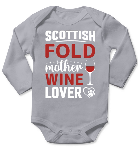 Scottish Fold Mother Wine Lover Long Sleeve Baby One-Piece