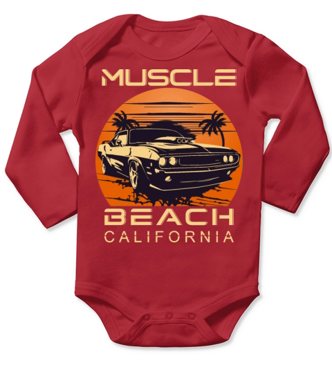 Vintage Muscle Beach California Long Sleeve Baby One-Piece