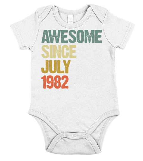 Distressed Vintage Awesome Since July 1982 Short Sleeve Baby One-Piece