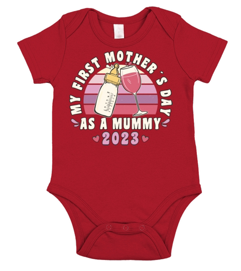 Mothers Day First Mothers Day 2023 Retro Vintage Short Sleeve Baby One-Piece