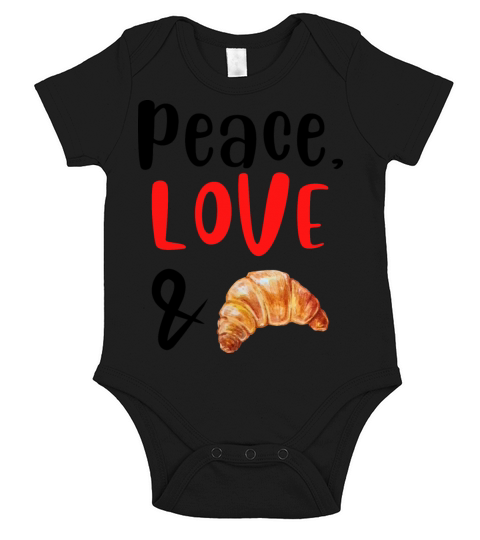 Peace Love and Croissant Short Sleeve Baby One-Piece