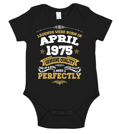 Vintage Aged To Perfection April 1975 Short Sleeve Baby One-Piece