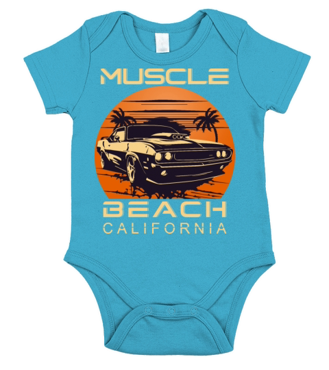 Vintage Muscle Beach California Short Sleeve Baby One-Piece
