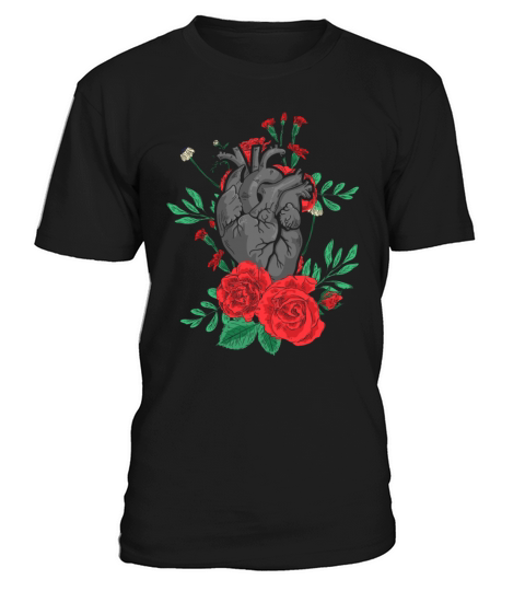 Anatomical Heart And Flowers T-Shirt Unisex