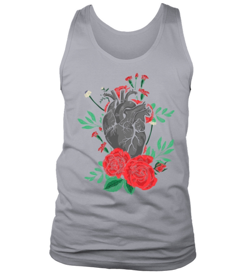 Anatomical Heart And Flowers Tank Top Unisex