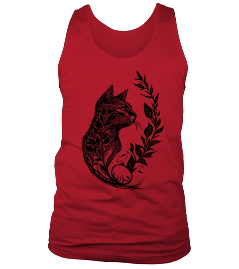 Cute Little Cat In Nature Tattoo Style Tank Top Unisex