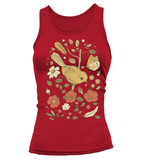 Beige Brown Bird Vintage T-Shirt Tank top Woman