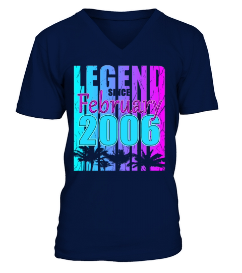 2006 born Legend February Vintage V-Neck T-shirt