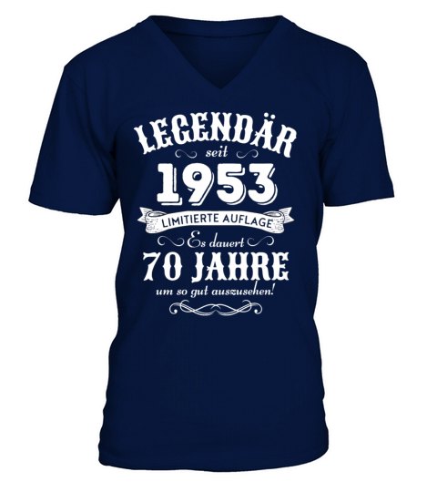 70th Birthday Vintage 1953 V-Neck T-shirt