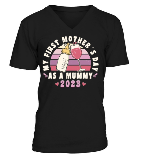 Mothers Day First Mothers Day 2023 Retro Vintage V-Neck T-shirt