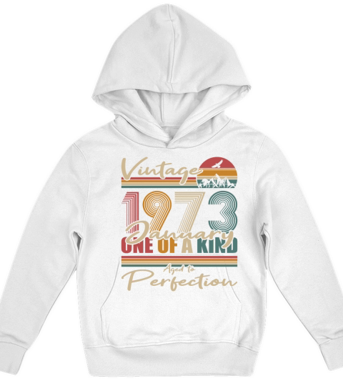 50th birthday january 1973 vintage 1973 Kids Hoodie