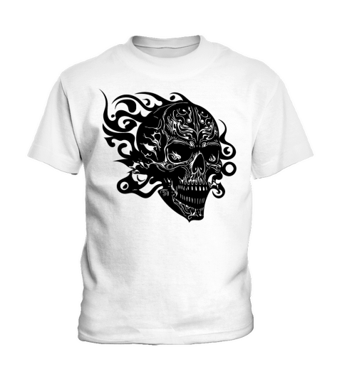 Vintage Burning Grinning Tattoo Skull Kids T-Shirt