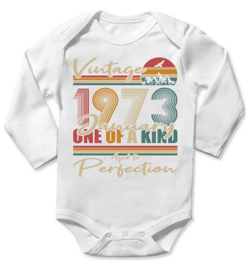 50th birthday january 1973 vintage 1973 Long Sleeve Baby One-Piece