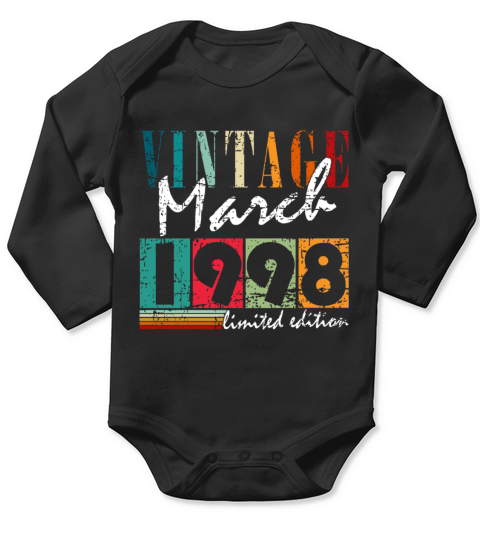 Birthday gift March 1998 Vintage Retro Long Sleeve Baby One-Piece