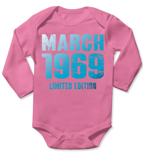 March 1969 Limited Edition Birthday Present Long Sleeve Baby One-Piece