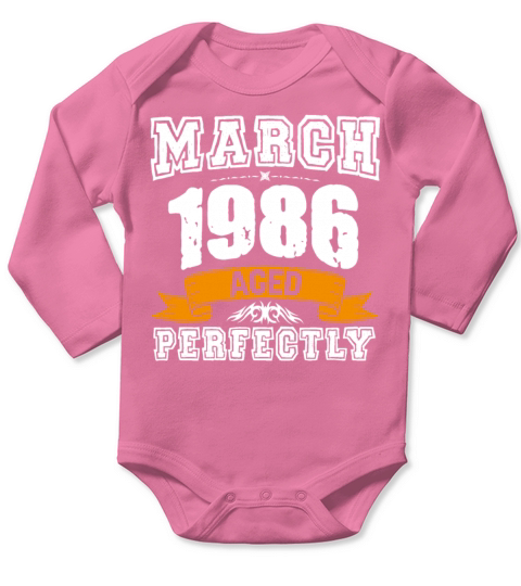 March 1986 Vintage Birthday Present Long Sleeve Baby One-Piece
