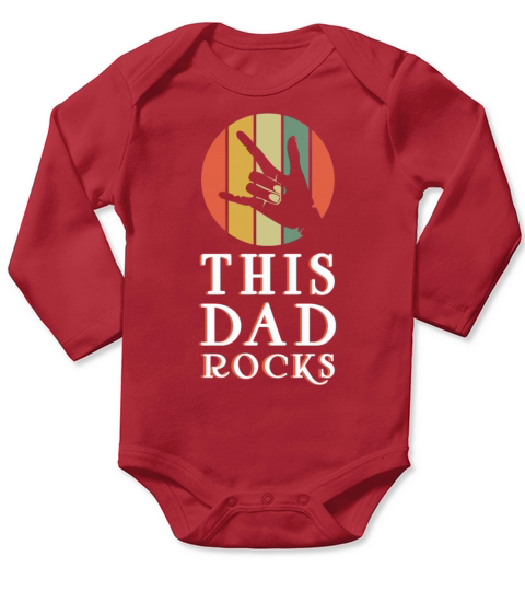Rocker Dad Rocks Retro Vintage Fathers Day Long Sleeve Baby One-Piece