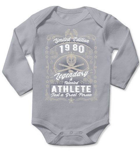 Vintage 1980 Ice Hockey Birthday Gift Sport Hobby Long Sleeve Baby One-Piece
