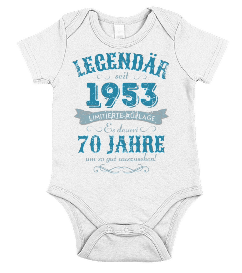 70th Birthday Vintage 1953 Short Sleeve Baby One-Piece