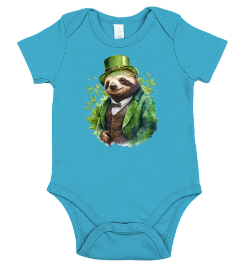 Badass Gangster Sloth St Patricks Day Short Sleeve Baby One-Piece