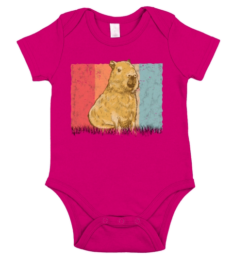 Capybara Retro Vintage Short Sleeve Baby One-Piece