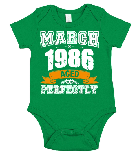 March 1986 Vintage Birthday Present Short Sleeve Baby One-Piece