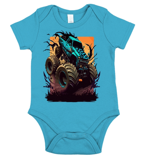 Monster Truck Madness Short Sleeve Baby One-Piece