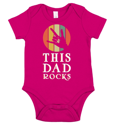 Rocker Dad Rocks Retro Vintage Fathers Day Short Sleeve Baby One-Piece