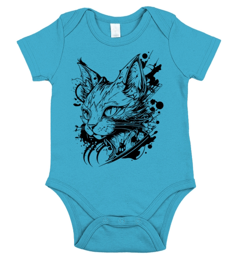 Space Cat In Vintage Tattoo Style Short Sleeve Baby One-Piece