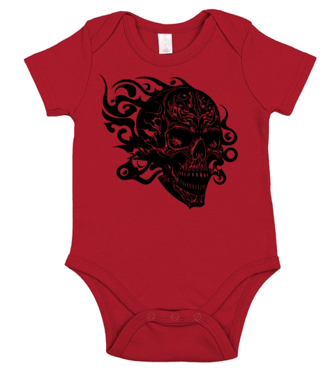 Vintage Burning Grinning Tattoo Skull Short Sleeve Baby One-Piece