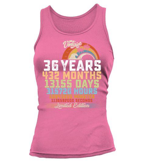 36th Birthday 36 Years Hours Month Vintage Tank top Woman