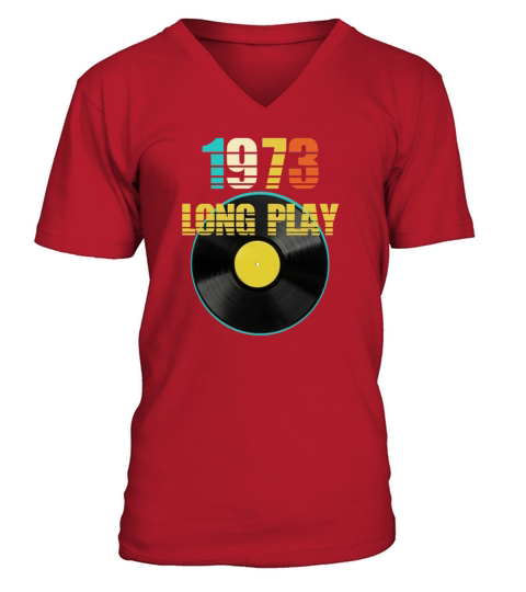 1973 Long Play Record Reto 50th Birthday Gift V-Neck T-shirt