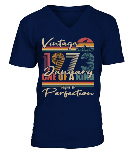 50th birthday january 1973 vintage 1973 V-Neck T-shirt
